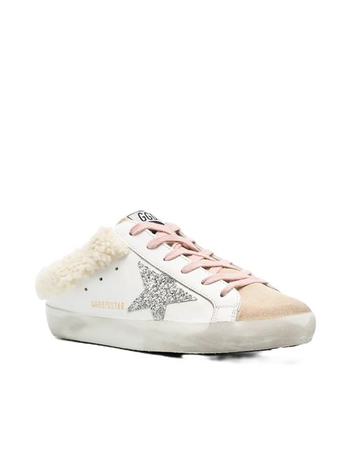 super- star sabot suede toe shearling lining glitter star cappuccino Golden Goose | GWF00110.F000798.80194CAPPUCCINO/WHITE/SILVER